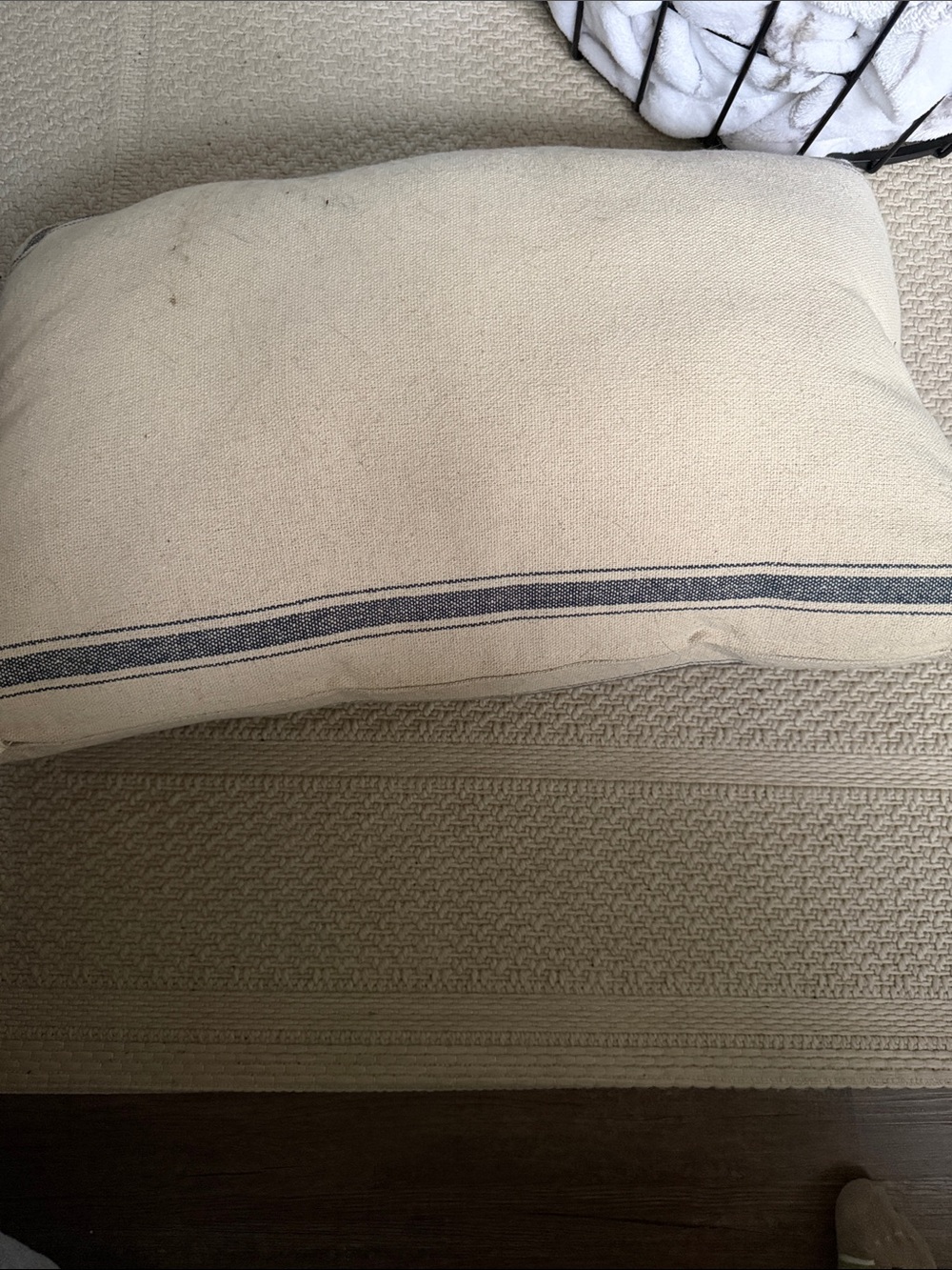 Neutral Cream and Gray Text Lumbar Throw Pillow - Brand - Picture 3 of 3